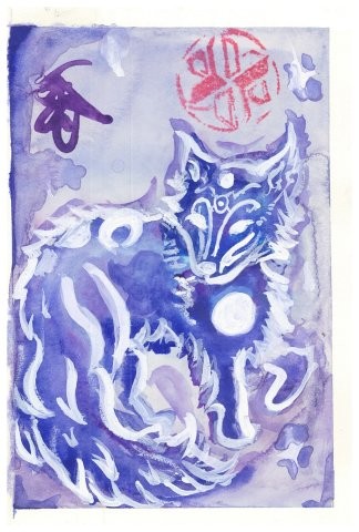 Night Doggo in the Sky (watercolor)